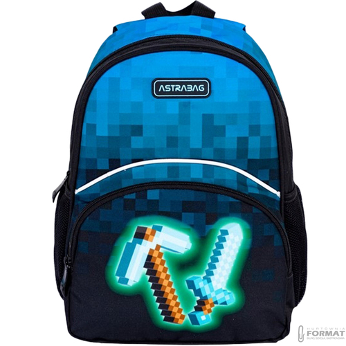 PLECAK SZKOLNY JEDNOKOMOROWY A5 DLA FANA MINECRAFT PIXEL ASTRABAG 11