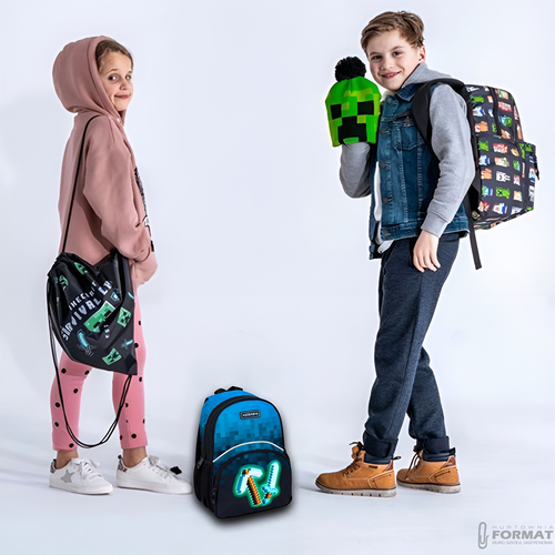 PLECAK SZKOLNY JEDNOKOMOROWY A5 DLA FANA MINECRAFT PIXEL ASTRABAG 15