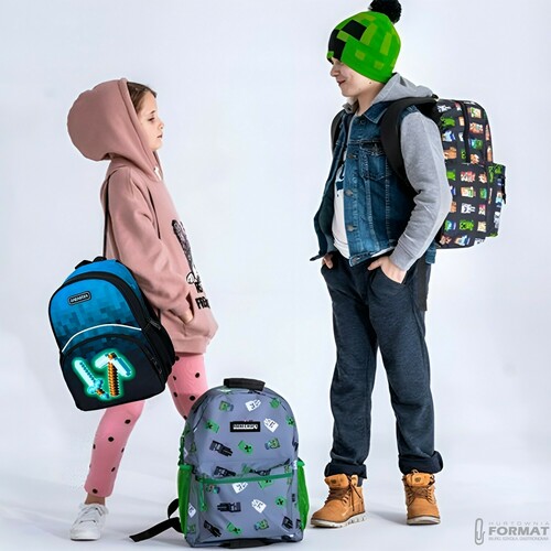 PLECAK SZKOLNY JEDNOKOMOROWY A5 DLA FANA MINECRAFT PIXEL ASTRABAG 16