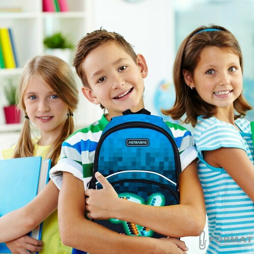 PLECAK SZKOLNY JEDNOKOMOROWY A5 DLA FANA MINECRAFT PIXEL ASTRABAG 19