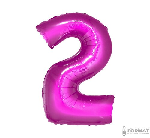 Balon foliowy "Cyfra 2" 92 cm - różowy 3