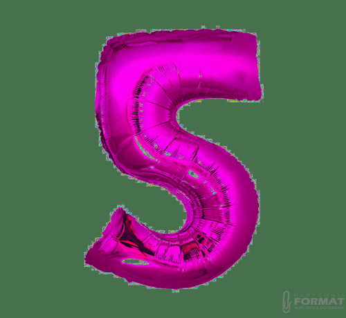 Balon foliowy "Cyfra 5" 92 cm - Różowa 3