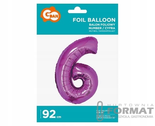 Balon foliowy RÓŻOWY cyfra numer 6 urodziny XXL 3