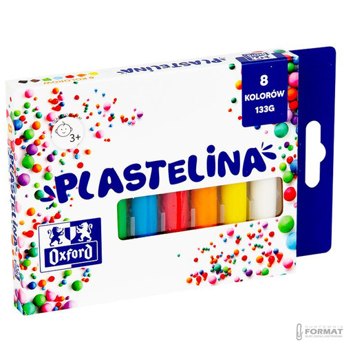 PLASTELINA SZKOLNA DLA DZIECI OXFORD 8 KOLORÓW 133g OKRĄGŁA 5