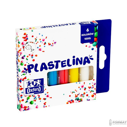PLASTELINA SZKOLNA DLA DZIECI OXFORD 6 KOLORÓW 100g OKRĄGŁA 6