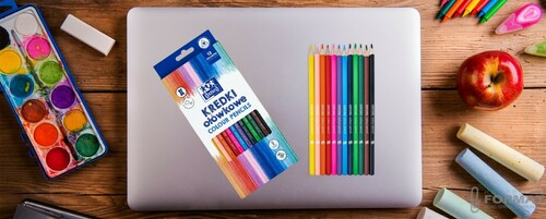 KREDKI OŁÓWKOWE SZKOLNE TRÓJKĄTNE ERGONOMICZNE OXFORD REGULAR 12 KOLORÓW 14