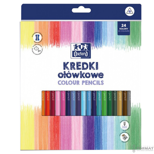 KREDKI OŁÓWKOWE SZKOLNE TRÓJKĄTNE ERGONOMICZNE OXFORD REGULAR 24 KOLORÓW 6