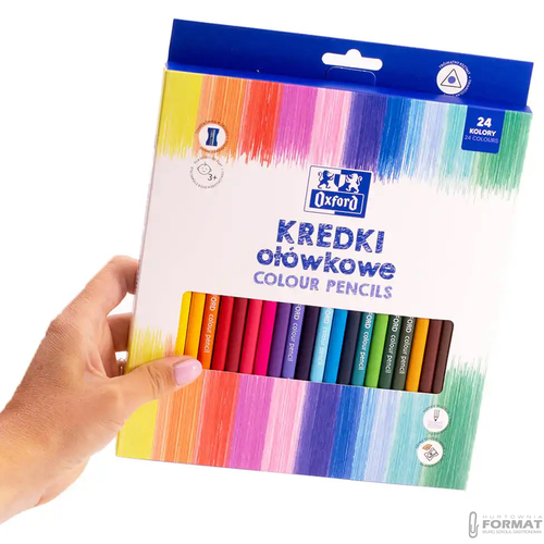 KREDKI OŁÓWKOWE SZKOLNE TRÓJKĄTNE ERGONOMICZNE OXFORD REGULAR 24 KOLORÓW 7