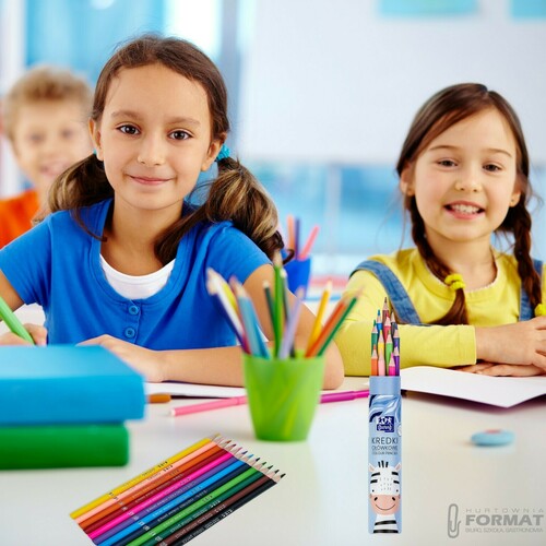 KREDKI OŁÓWKOWE W PUDEŁKU OXFORD KIDS TUBA 12 KOLORÓW KRÓLIK DO SZKOŁY 19