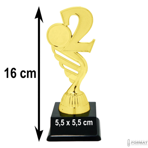 Puchar złoty trofeum nagroda statuetka drugie miejsce 3d + GRAWER 16 cm 6