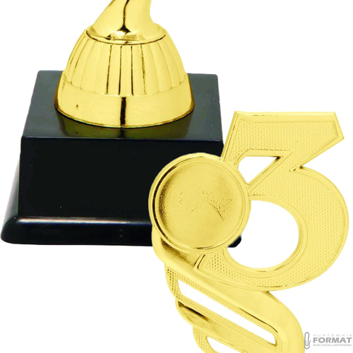 Puchar złoty trofeum nagroda statuetka trzecie miejsce 3d + GRAWER 16 cm 3