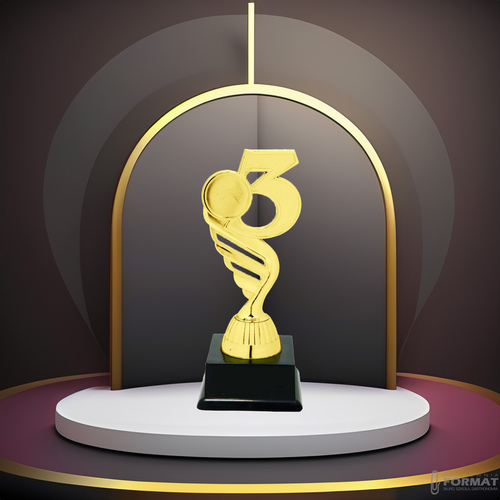 Puchar złoty trofeum nagroda statuetka trzecie miejsce 3d + GRAWER 16 cm 5