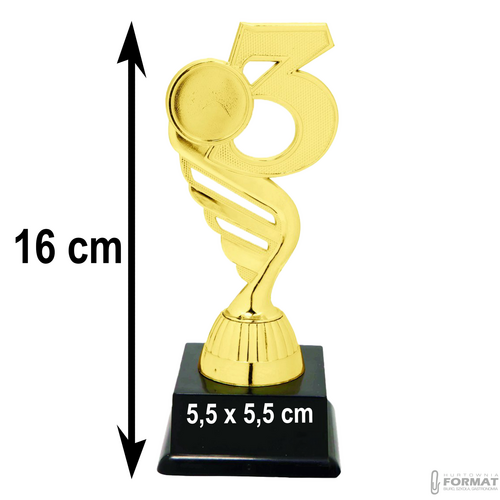 Puchar złoty trofeum nagroda statuetka trzecie miejsce 3d + GRAWER 16 cm 6