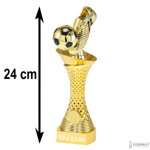 Puchar złoty trofeum nagroda statuetka piłka nożna 24 cm + GRAWER TABLICZKA 6