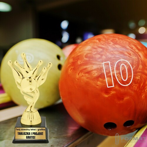 Puchar złoty trofeum nagroda statuetka kręgle 3d + GRAWER 19 cm 5