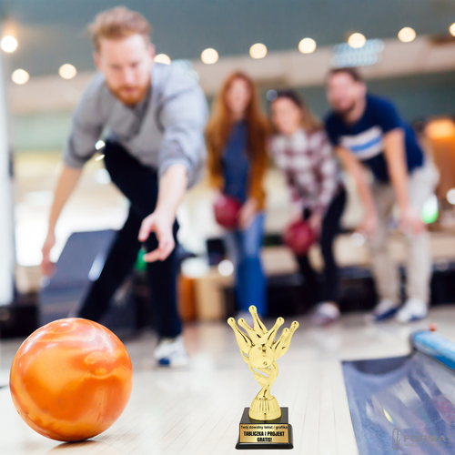 Puchar złoty trofeum nagroda statuetka kręgle 3d + GRAWER 19 cm 6