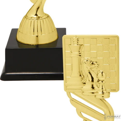 Puchar złoty trofeum nagroda statuetka szachy 3d + GRAWER 19 cm 3