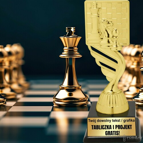 Puchar złoty trofeum nagroda statuetka szachy 3d + GRAWER 19 cm 5