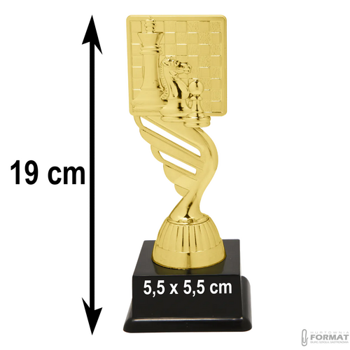 Puchar złoty trofeum nagroda statuetka szachy 3d + GRAWER 19 cm 9