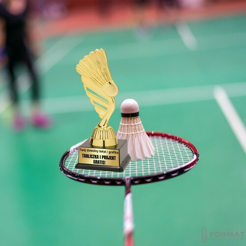 Puchar złoty trofeum nagroda statuetka badminton 3d + GRAWER 19 cm 5