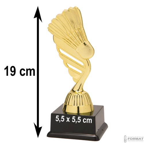 Puchar złoty trofeum nagroda statuetka badminton 3d + GRAWER 19 cm 9
