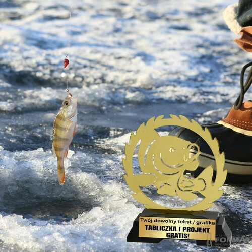 Puchar złoty trofeum nagroda statuetka wędkarska figurka 3d + GRAWER 18,5cm 5