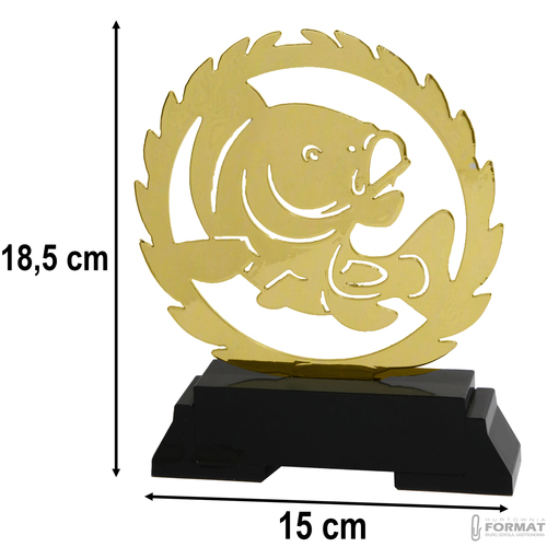 Puchar złoty trofeum nagroda statuetka wędkarska figurka 3d + GRAWER 18,5cm 6