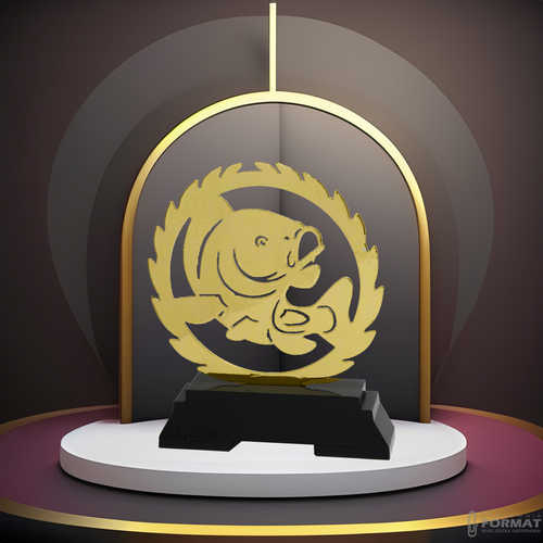 Puchar złoty trofeum nagroda statuetka wędkarska figurka 3d + GRAWER 18,5cm 9