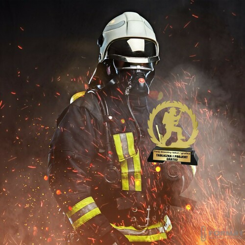Puchar złoty trofeum nagroda statuetka dla strażaka 3d + GRAWER 18,5cm 5