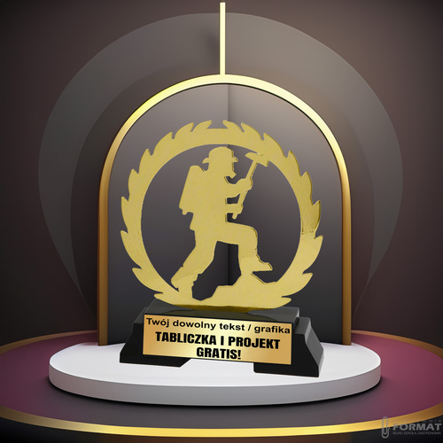Puchar złoty trofeum nagroda statuetka dla strażaka 3d + GRAWER 18,5cm 9