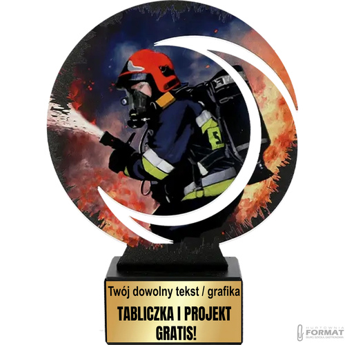 Puchar złoty trofeum nagroda statuetka dla strażaka 3d + GRAWER 22,5 cm 2