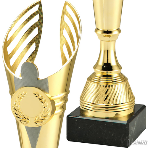 PUCHAR TROFEUM NAGRODA STATUETKA 2 MIEJSCE 37 cm KOLOR ZŁOTY + GRAWER 3