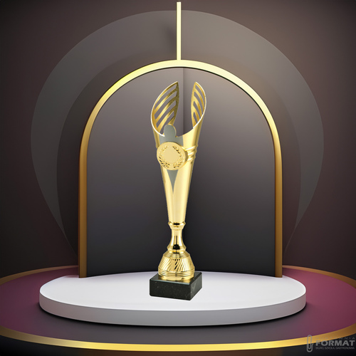PUCHAR TROFEUM NAGRODA STATUETKA 2 MIEJSCE 37 cm KOLOR ZŁOTY + GRAWER 7