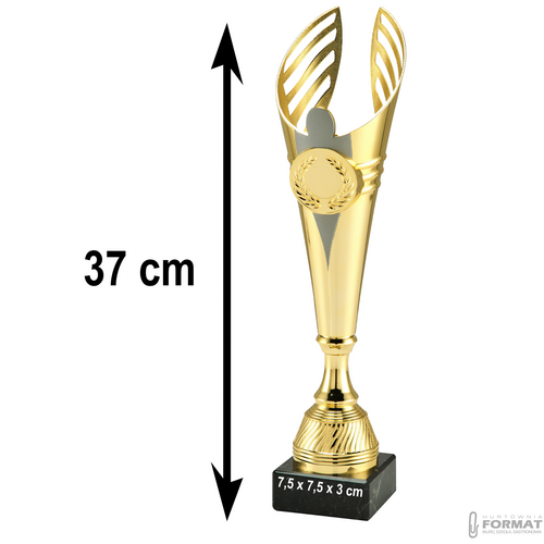 PUCHAR TROFEUM NAGRODA STATUETKA 2 MIEJSCE 37 cm KOLOR ZŁOTY + GRAWER 8