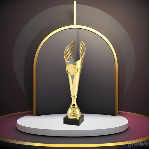 PUCHAR TROFEUM NAGRODA STATUETKA 3 MIEJSCE 35,5 cm KOLOR ZŁOTY + GRAWER 7