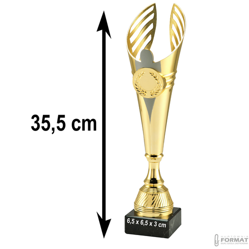 PUCHAR TROFEUM NAGRODA STATUETKA 3 MIEJSCE 35,5 cm KOLOR ZŁOTY + GRAWER 8