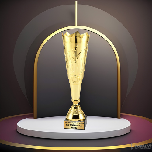 PUCHAR TROFEUM NAGRODA STATUETKA 1 MIEJSCE 40 cm KOLOR ZŁOTY + GRAWER 7