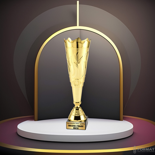PUCHAR TROFEUM NAGRODA STATUETKA 2 MIEJSCE 38 cm KOLOR ZŁOTY + GRAWER 7