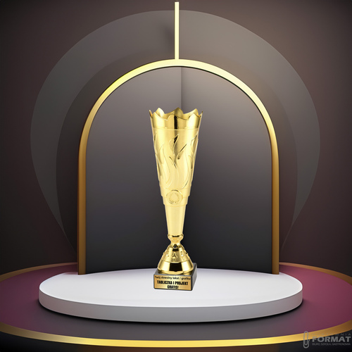 PUCHAR TROFEUM NAGRODA STATUETKA 3 MIEJSCE 36 cm KOLOR ZŁOTY + GRAWER 7