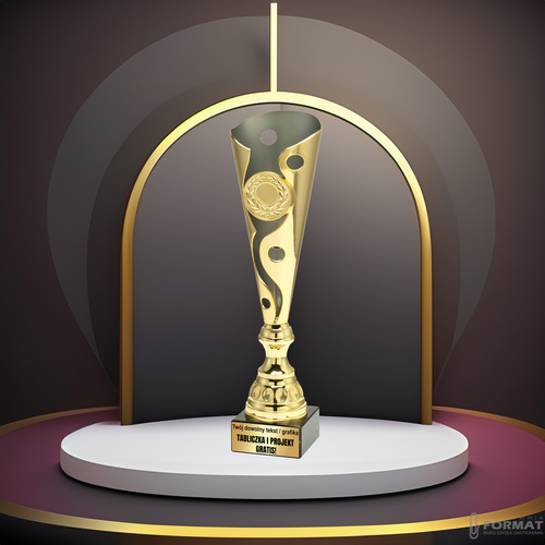 PUCHAR TROFEUM NAGRODA STATUETKA 1 MIEJSCE 40 cm KOLOR ZŁOTY + GRAWER 7