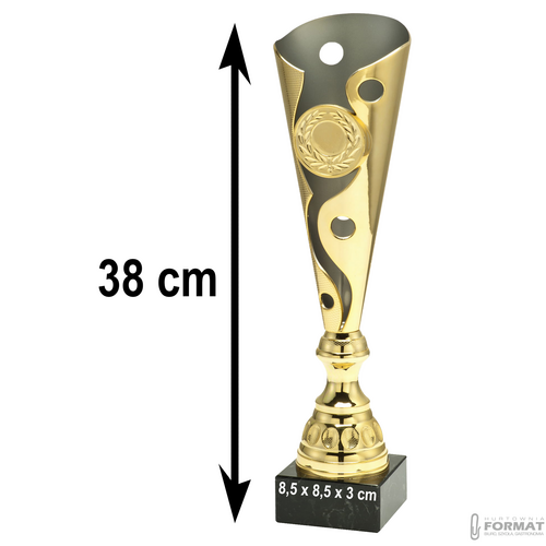 PUCHAR TROFEUM NAGRODA STATUETKA 3 MIEJSCE 38 cm KOLOR ZŁOTY + GRAWER 10