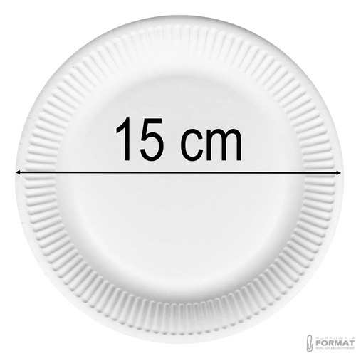 TALERZYKI PAPIEROWE JEDNORAZOWE BIAŁE OKRĄGŁE OBIADOWE EKO 15cm 100szt 11