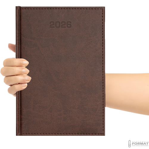 KALENDARZ TYGODNIOWY A5 TERMINARZ 2026 KSIĄŻKOWY NOTES PLANER BRĄZOWY CIEMNY 10
