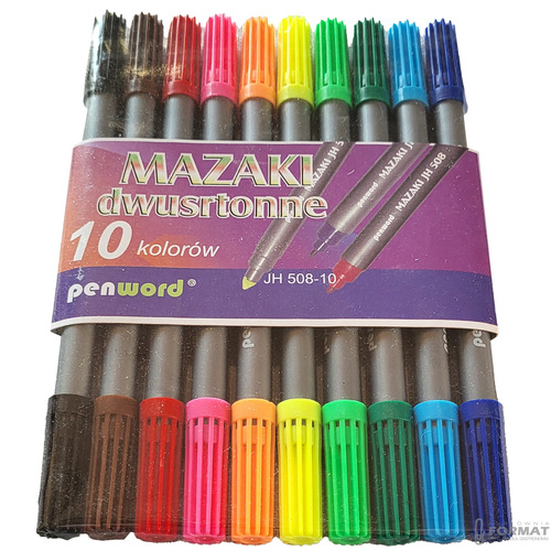 MAZAKI FLAMASTRY DWUSTRONNE PENWORD ZESTAW 10 KOLORÓW 5