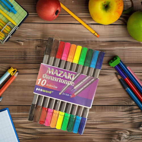 MAZAKI FLAMASTRY DWUSTRONNE PENWORD ZESTAW 10 KOLORÓW 6