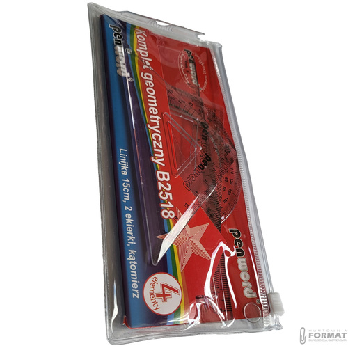 KOMPLET GEOMETRYCZNY W ETUI B2518 - LINIJKA 15cm, 2 EKIERKI, KĄTOMIERZ 2