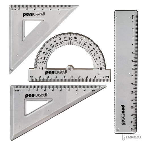 KOMPLET GEOMETRYCZNY W ETUI B2518 - LINIJKA 15cm, 2 EKIERKI, KĄTOMIERZ 3
