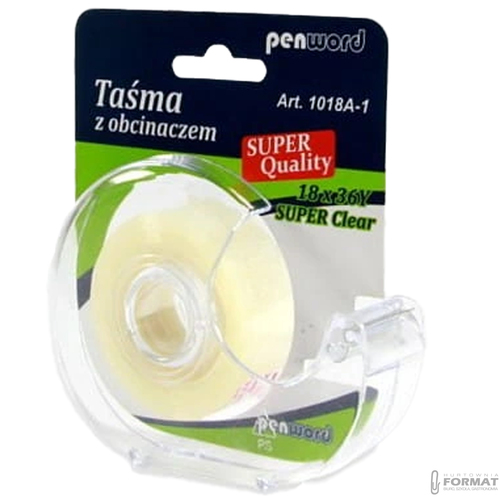 PRZEZROCZYSTA TAŚMA KLEJĄCA BIUROWA PENWORD 19x33mm Z OBCINACZEM 2