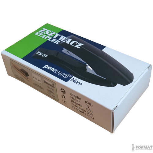 CZARNY ZSZYWACZ BIUROWY PLASTIKOWY DO 50 K. 4 RODZAJE ZSZYWEK ZS-07 PENWORD 12
