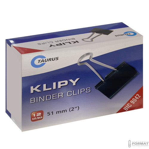 KLIPY KLIPSY BIUROWE METALOWE CZARNE TAURUS 51mm 12szt 3